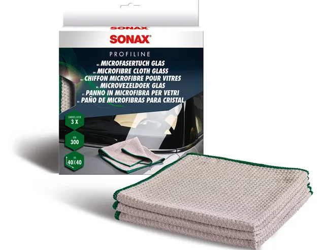 sonax-microfasertuch-glas-3-st-ck-streifenfrei-waffelstruktur image 1