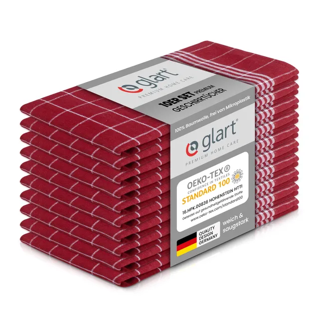 glart-geschirrt-cher-baumwolle-50x70-10er-rot-oeko-tex image 1
