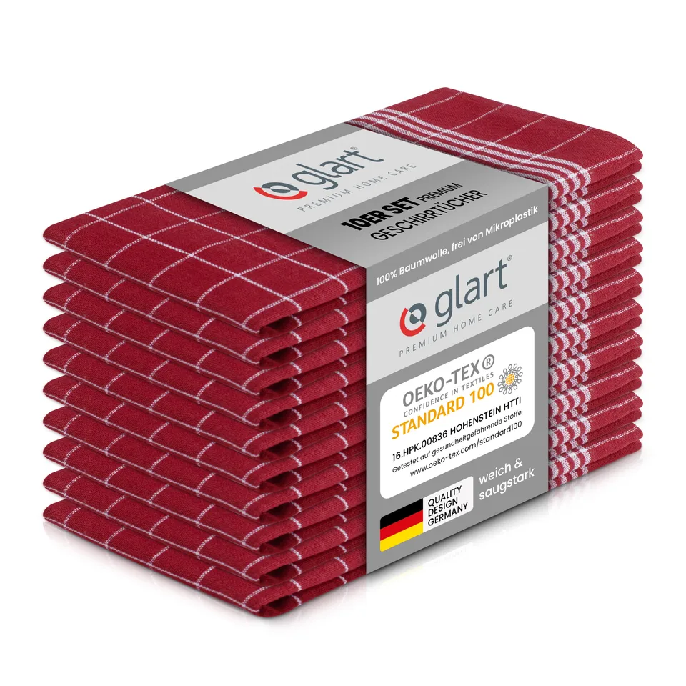 glart-geschirrt-cher-baumwolle-50x70-10er-rot-oeko-tex image 1