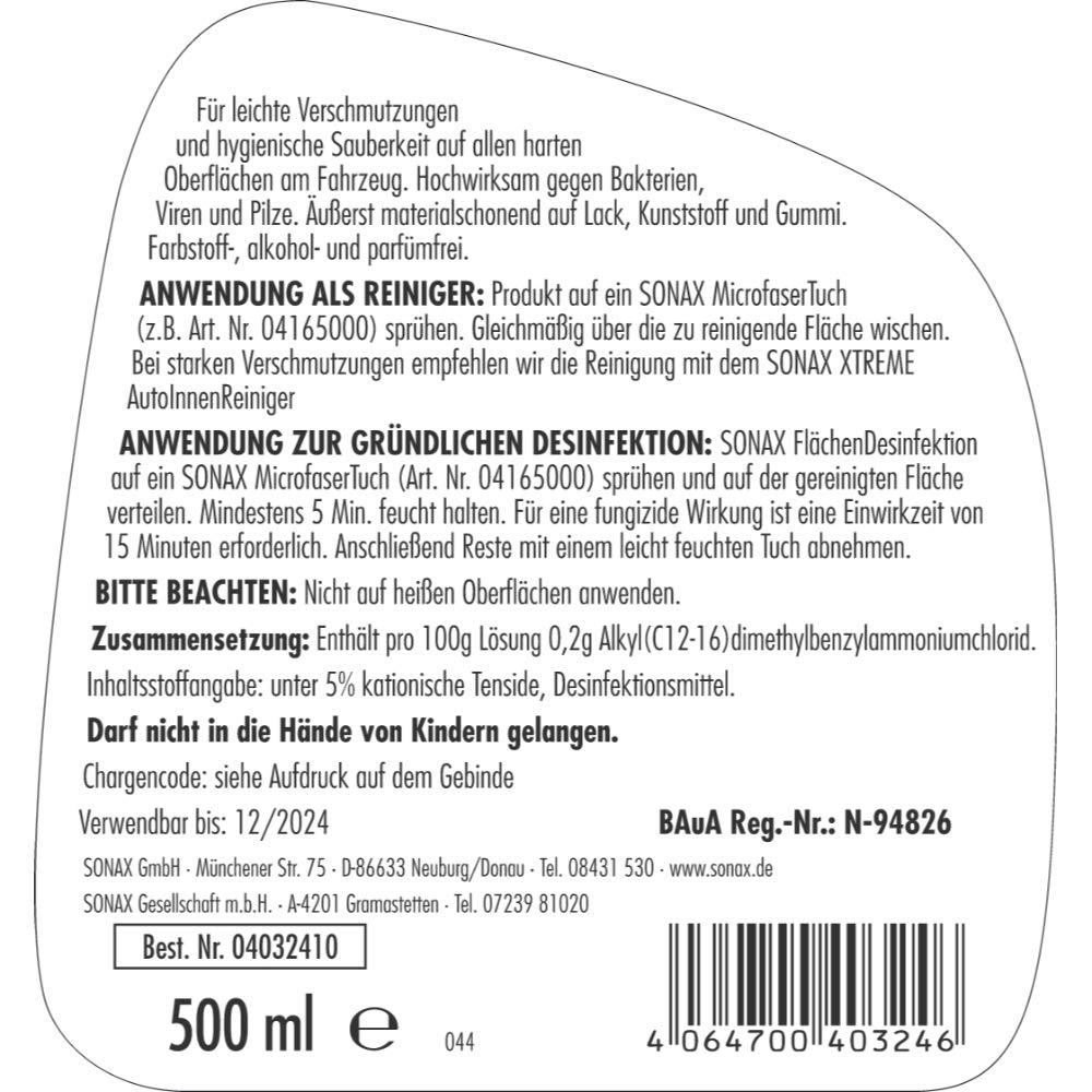 sonax-fl-chendesinfektion-500ml-mit-mikrofasertuch-gr-n image 3