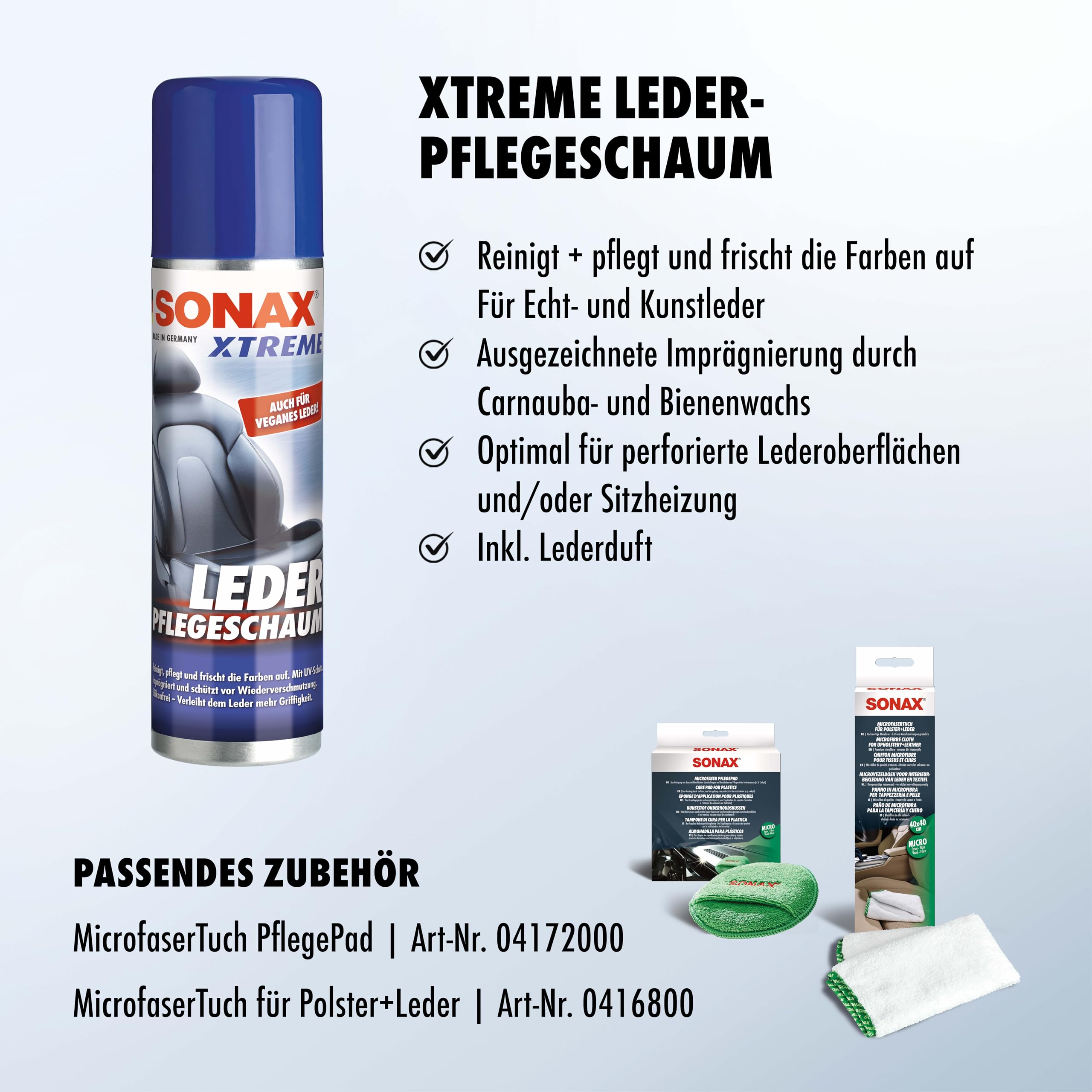 sonax-xtreme-lederpflegeschaum-glattleder-250-ml-carnauba image 2
