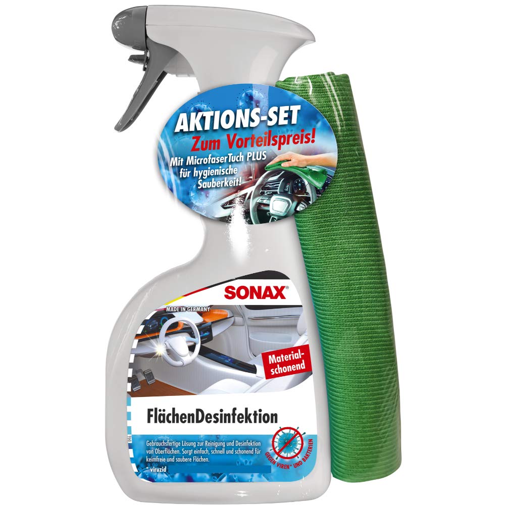 sonax-fl-chendesinfektion-500ml-mit-mikrofasertuch-gr-n image 1