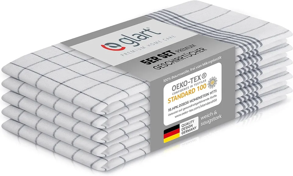 glart-geschirrt-cher-5er-set-50x70-cm-baumwolle-grau-karo image 1