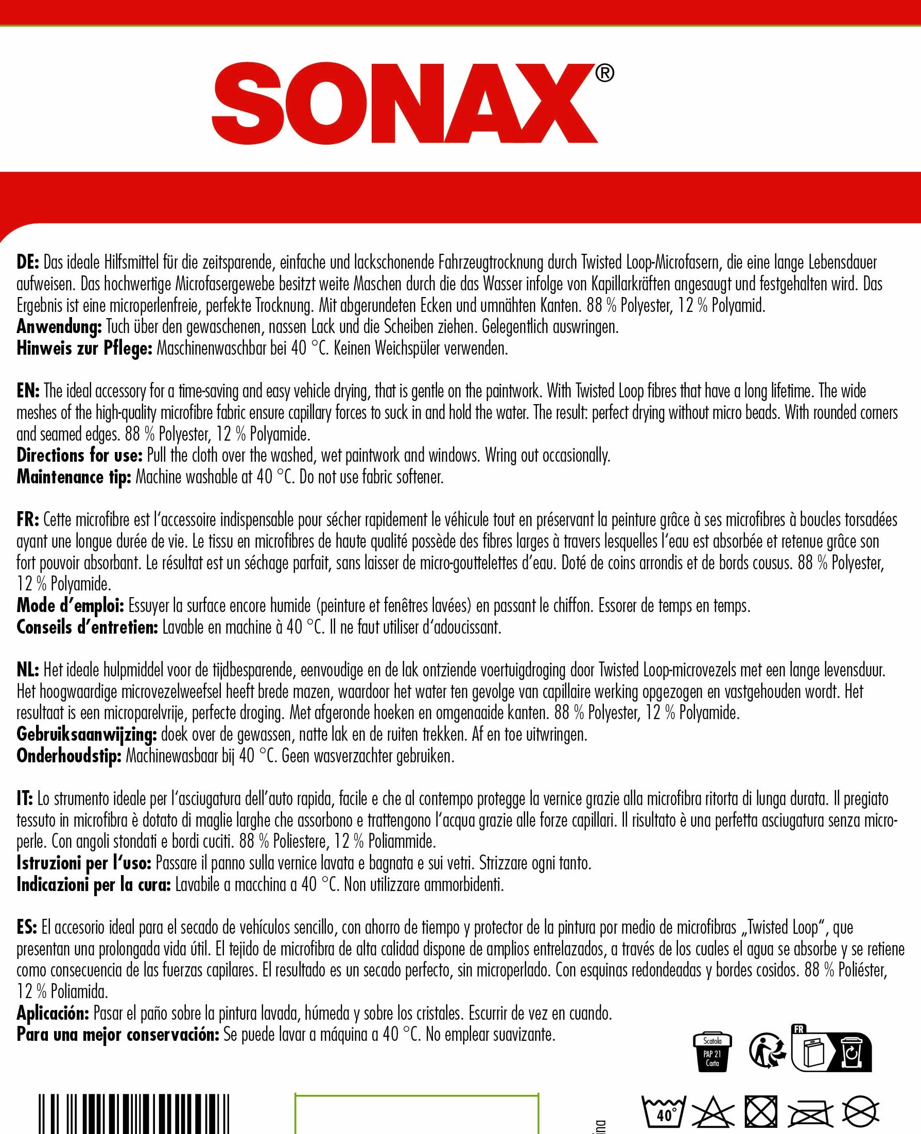 sonax-microfasertrockentuch-plus-trockentuch-80x50-50st-460gsm image 2