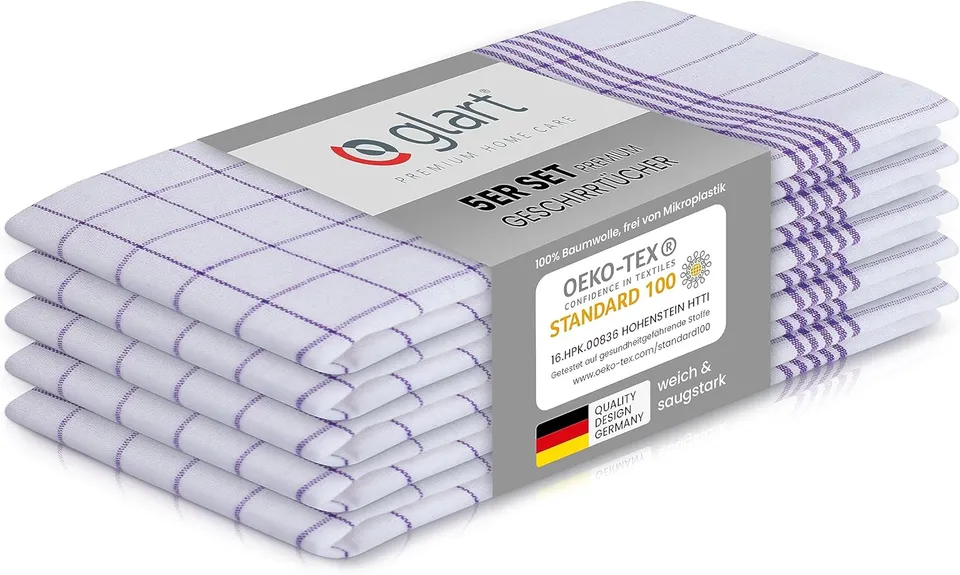glart-geschirrt-cher-5er-set-50x70-cm-lila-karo-baumwolle image 1
