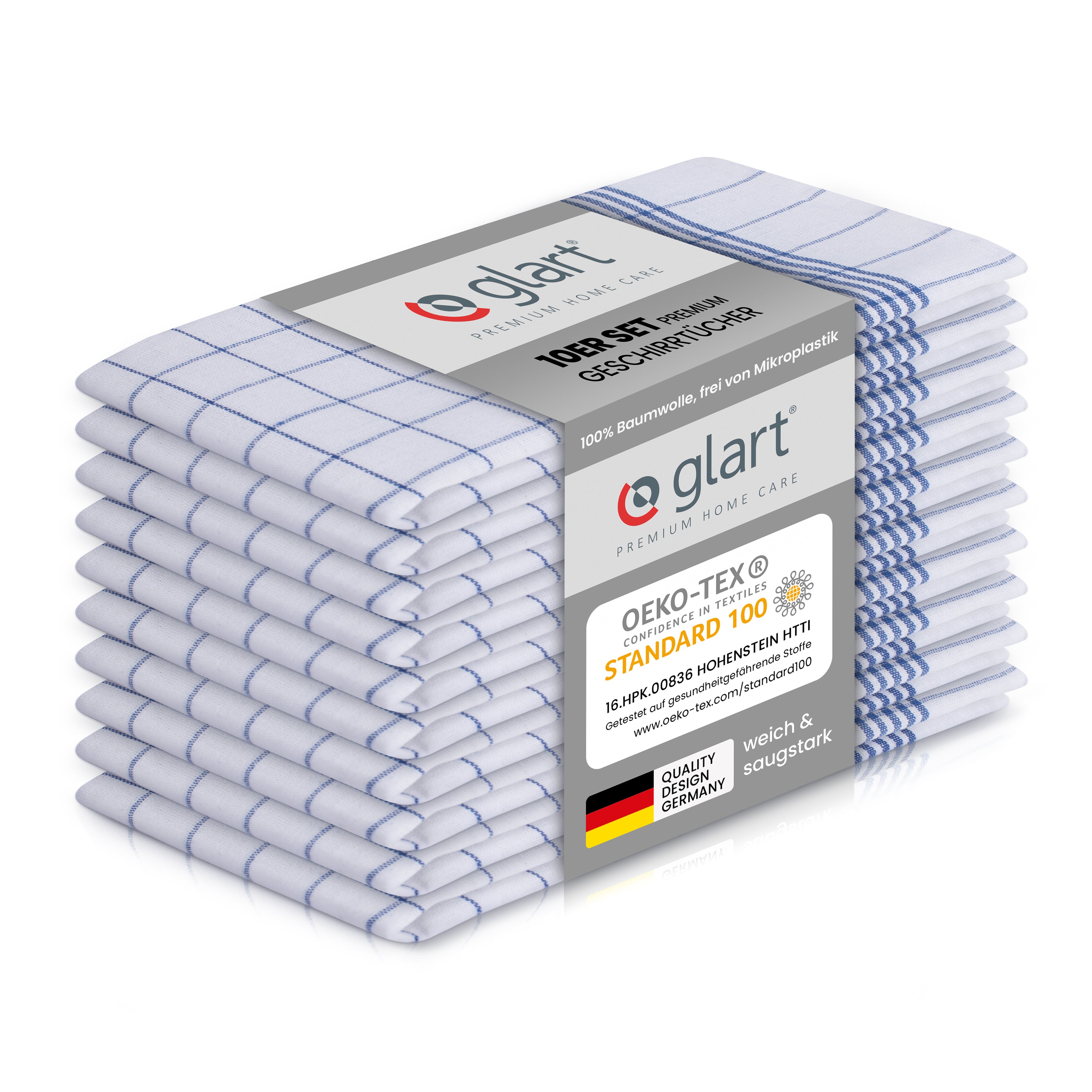 glart-geschirrt-cher-10er-set-50x70-cm-blau-karo-baumwolle image 1