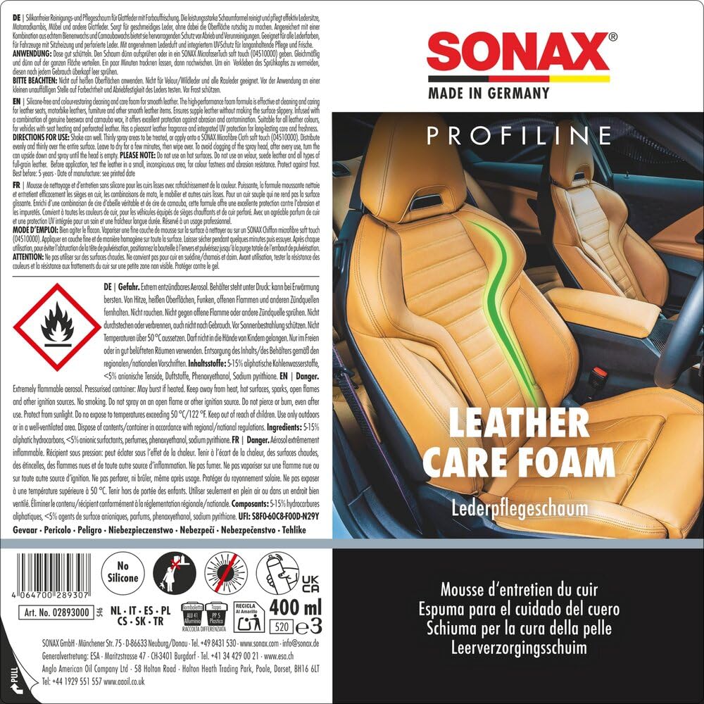sonax-profiline-leathercare-foam-lederpflege-schaum-400-ml-glattleder image 2