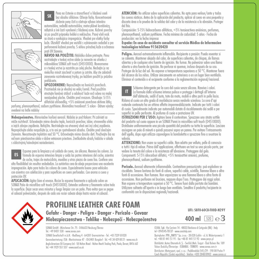 sonax-profiline-leathercare-foam-lederpflege-schaum-400-ml-glattleder image 4
