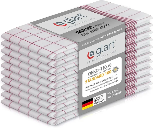 glart-geschirrt-cher-10er-set-50x70-baumwolle-rot-karo image 1