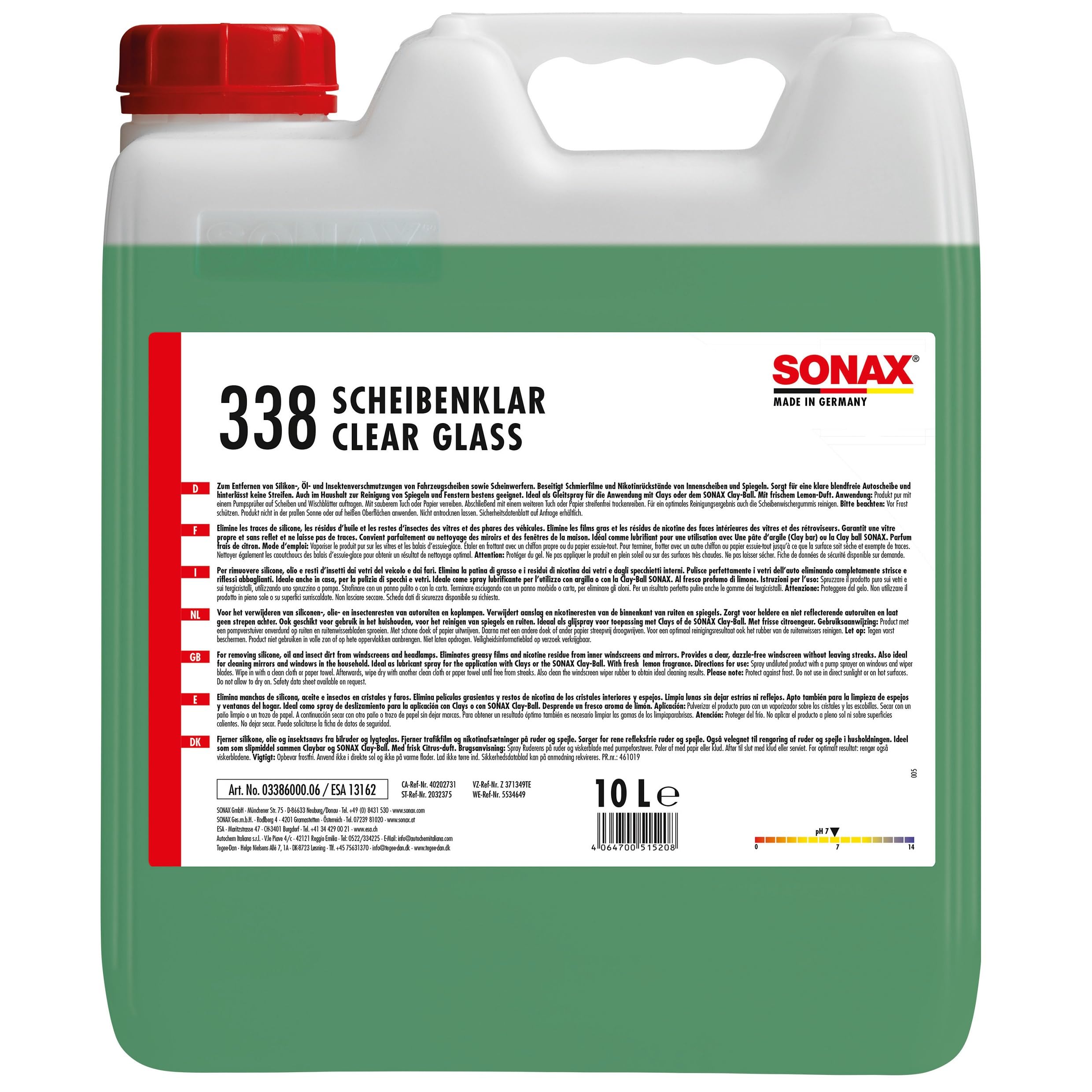 sonax-scheibenklar-glasreiniger-10-liter-lemon-streifenfrei image 1