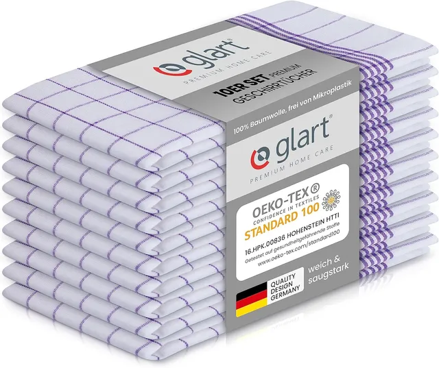 glart-geschirrt-cher-50x70-lila-karo-10er-set-baumwolle image 1