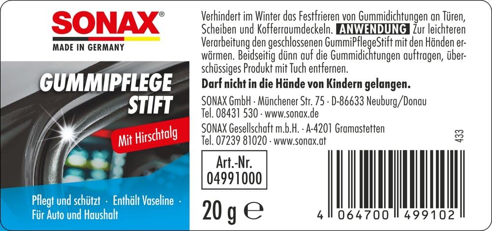 sonax-gummipflegestift-20-g-mit-hirschtalg-f-r-dichtungen image 2